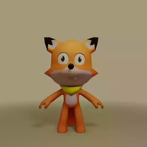 Cartoon Low Poly Fox Model