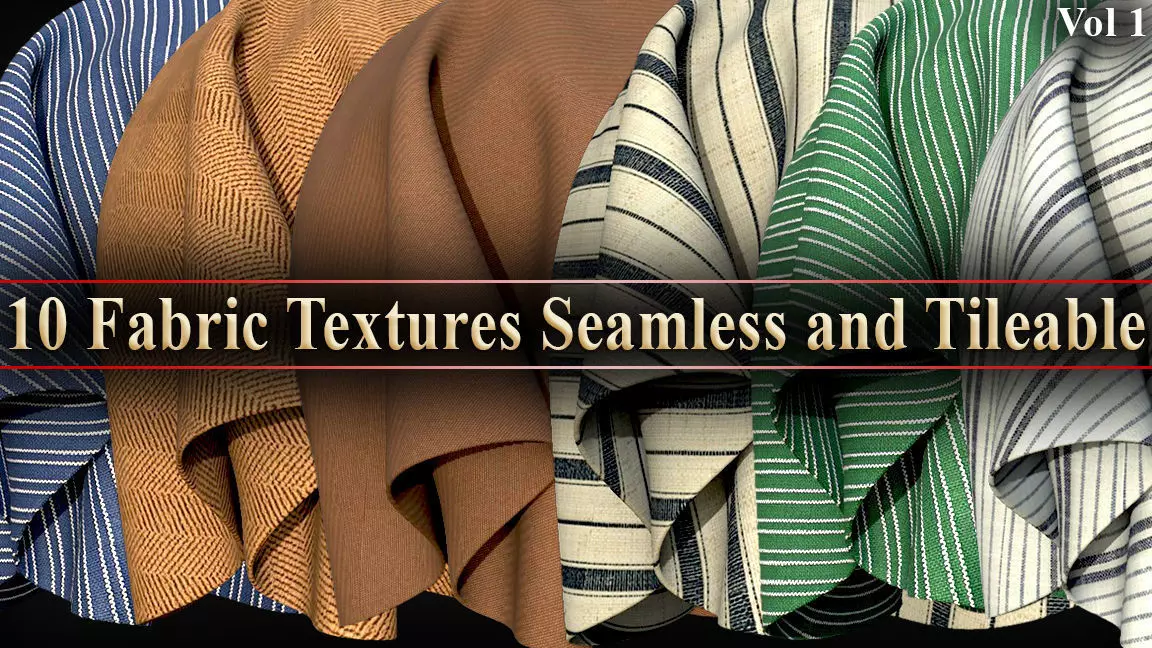 10 Fabric Textures Seamless and Tileable Vol 1 Low-poly 3D model_0