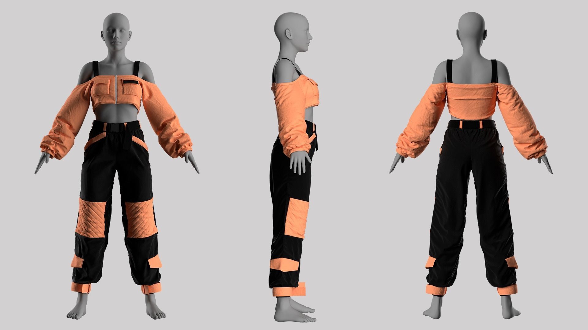 Female StreetWear Outfit Marvelous Designer Project 3D model 3D model ...