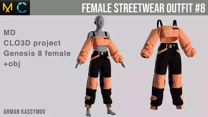 Female StreetWear Outfit Marvelous Designer Project 3D model