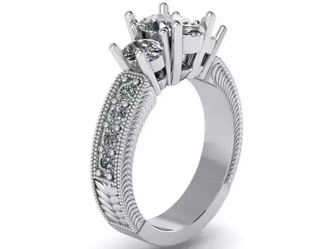 3-Stone Design ring 2072 3D print model 