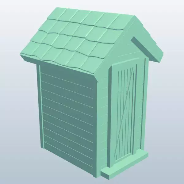 Wooden Outhouse V2 Low-poly 3D model_0