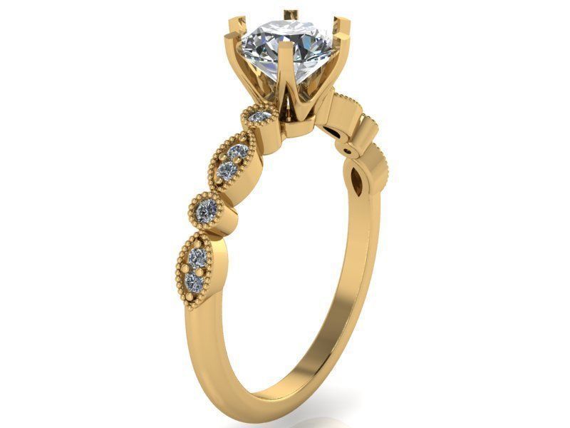 Peg Head Diamond ring 2073 3D print model  3D print model_1