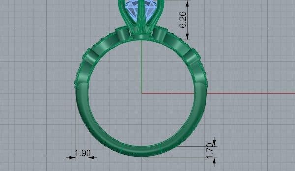 Peg Head Diamond ring 2073 3D print model  3D print model_6
