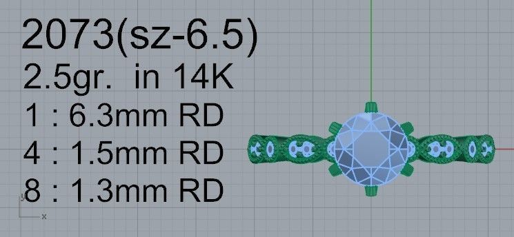 Peg Head Diamond ring 2073 3D print model  3D print model_4