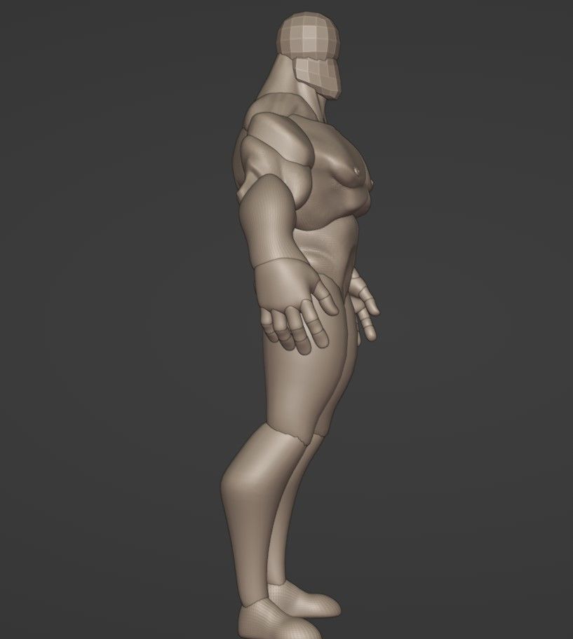 Stylized Superhero Block out 3D model_3