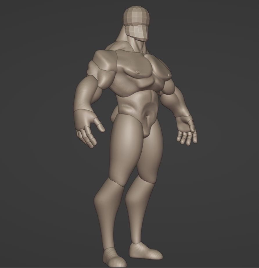 Stylized Superhero Block out 3D model_1