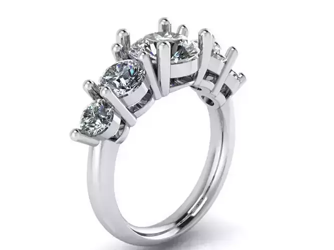 5-Stone Diamond ring 2077 3D print model 
