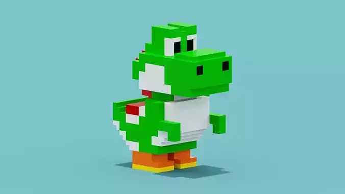 Voxel Dinosaur  Yoshi Low-poly 3D model
