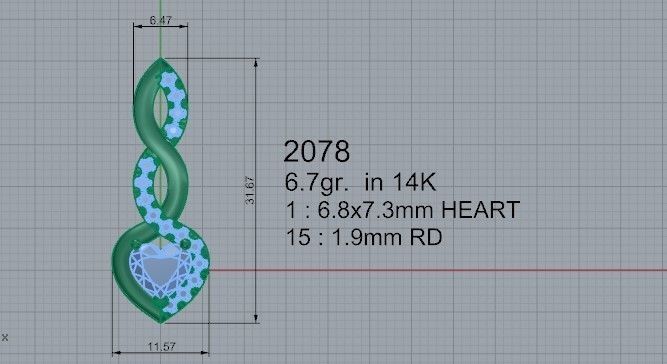 Heart Textured Pendant 2078 3D print model  3D print model_4