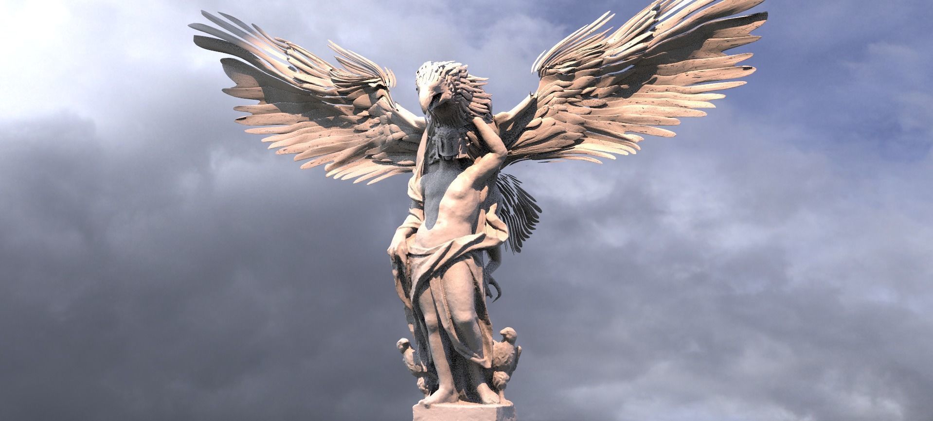 Stone Ancient Eagle Priestess Grand 3D model_1