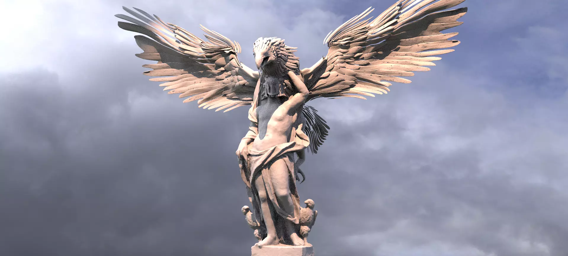 Stone Ancient Eagle Priestess Grand 3D model_0