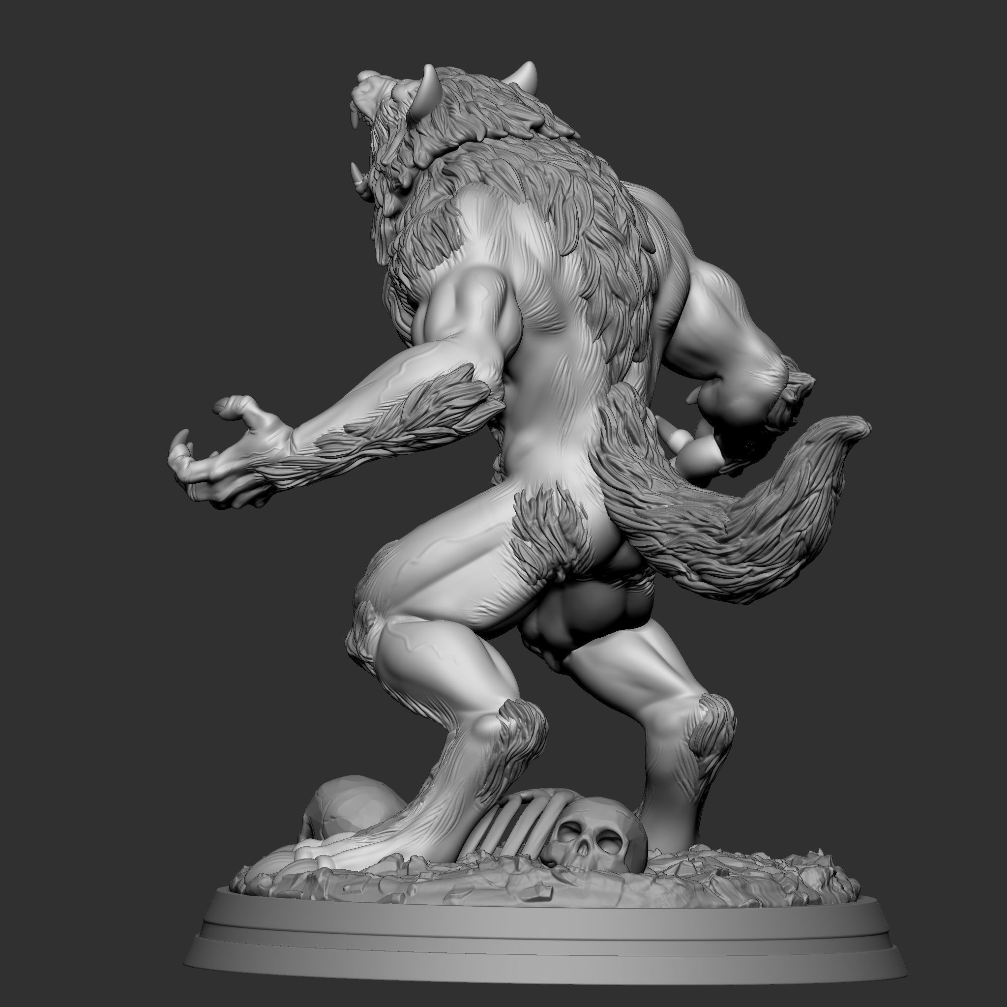 WEREWOLF statue 3D print model_2