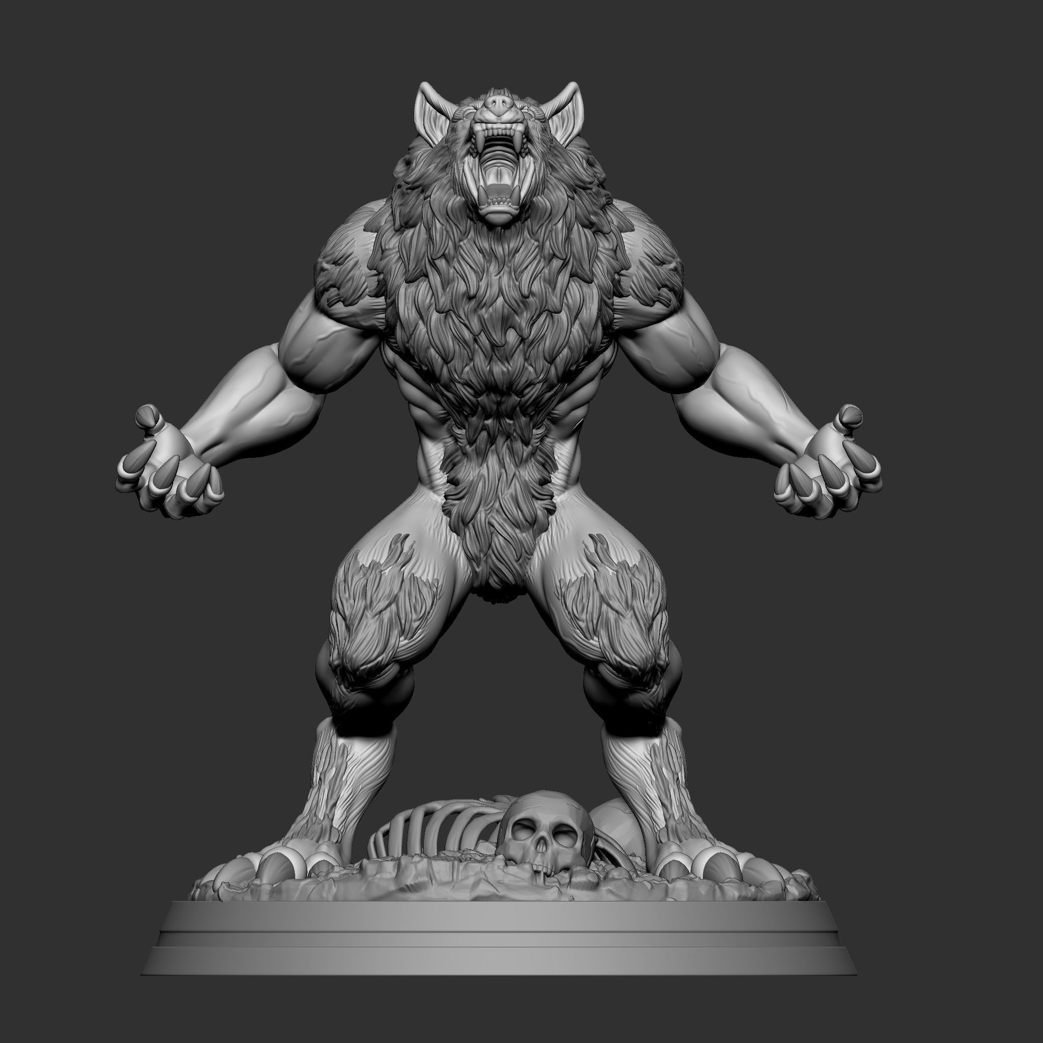 WEREWOLF statue 3D print model_4
