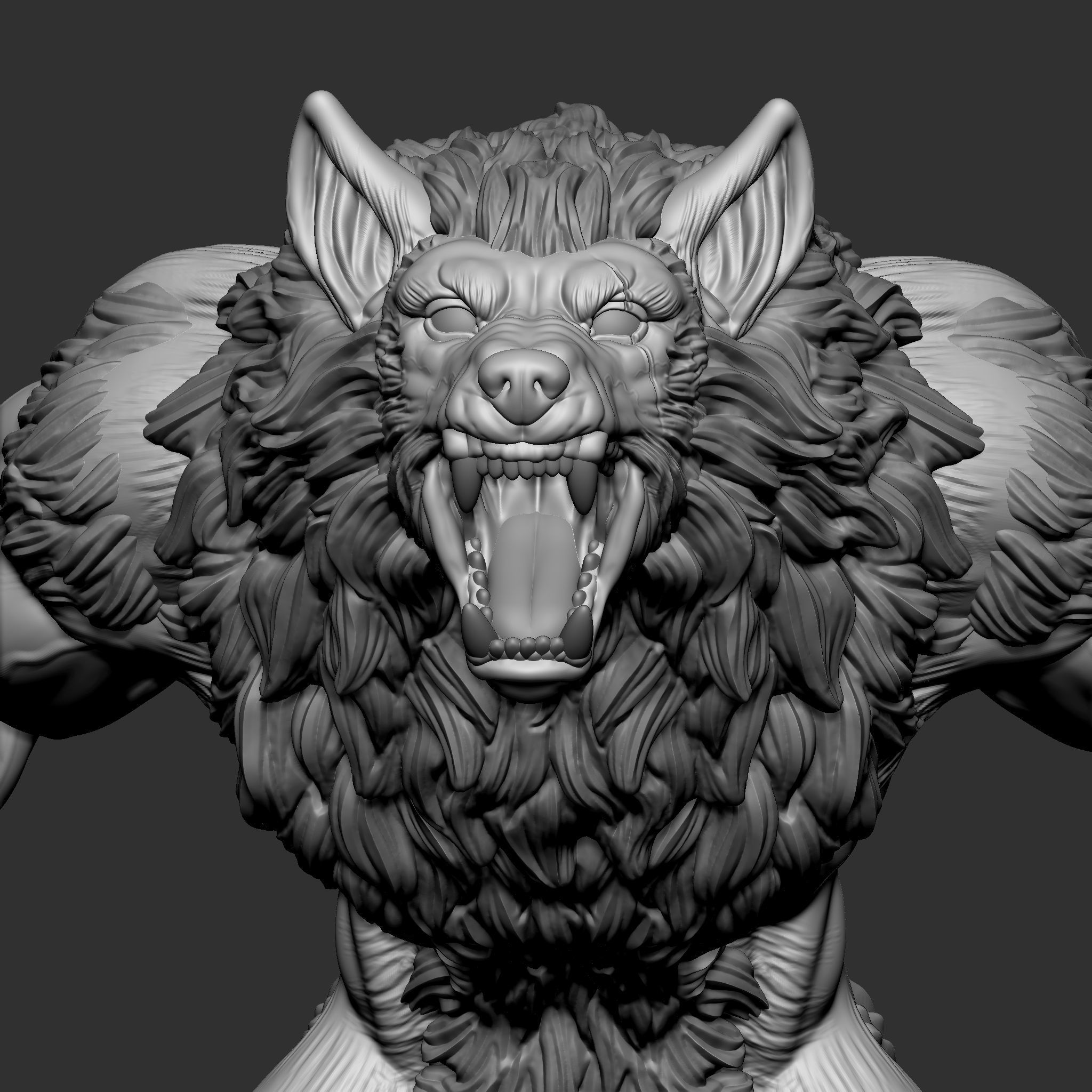 WEREWOLF statue 3D print model_9