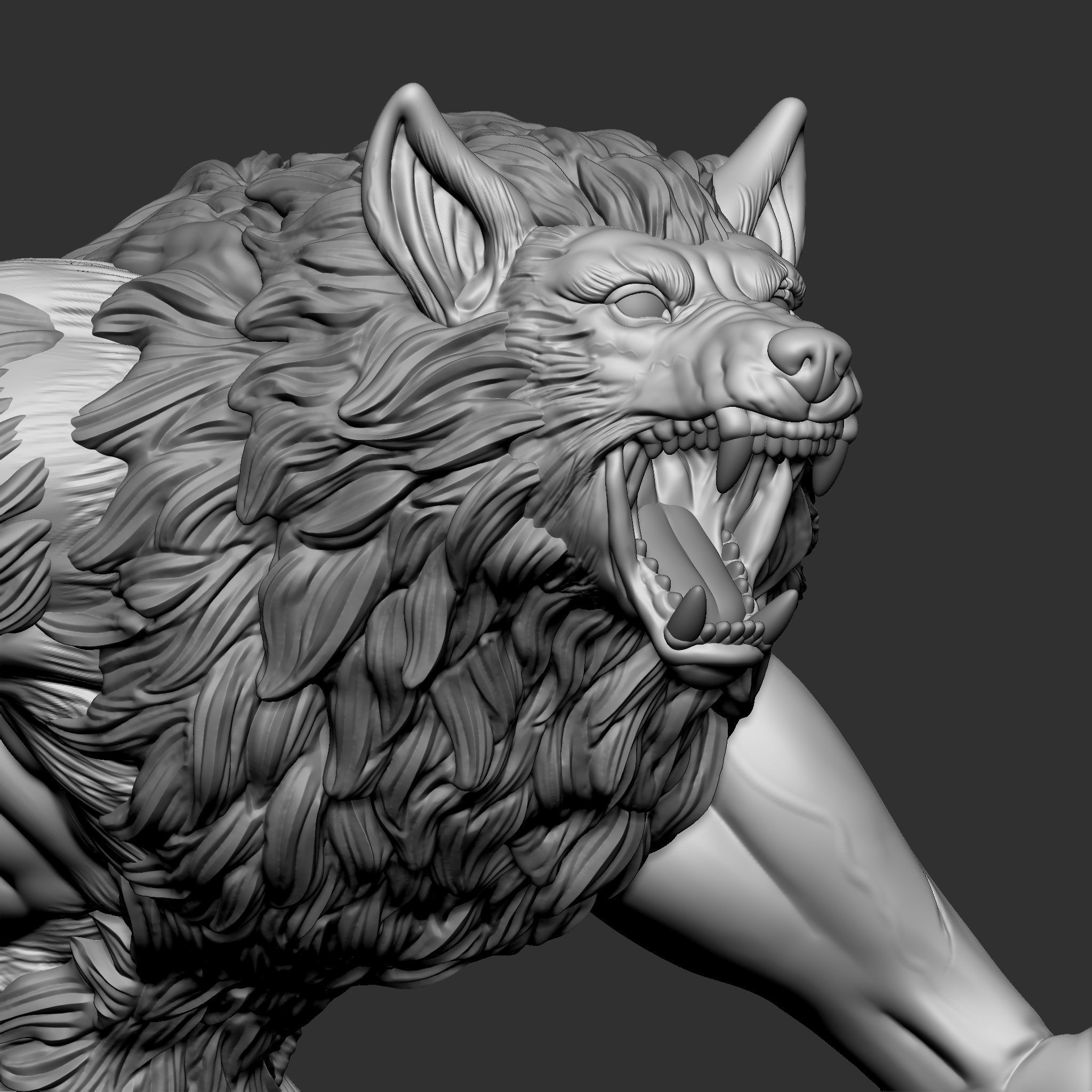 WEREWOLF statue 3D print model_10