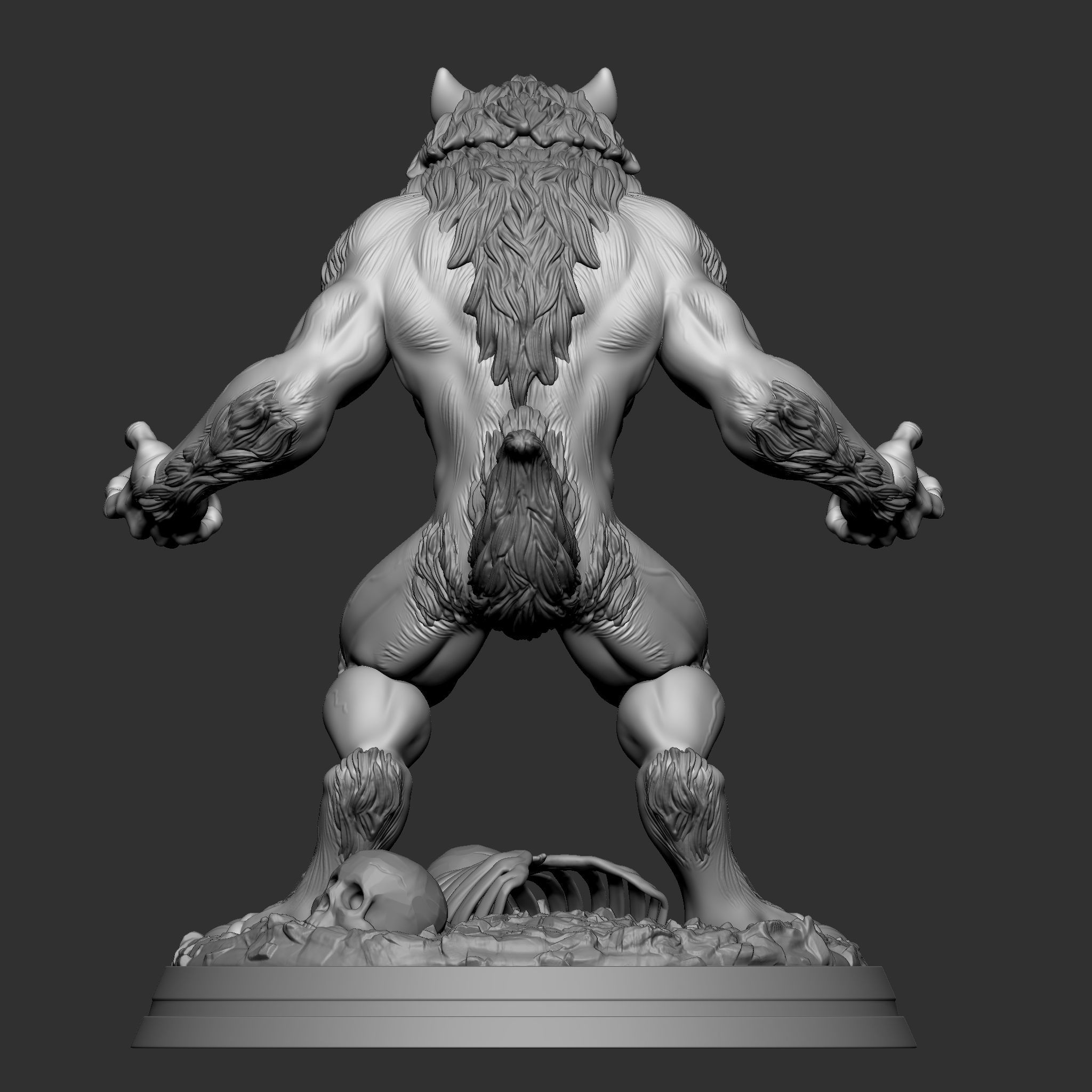 WEREWOLF statue 3D print model_7