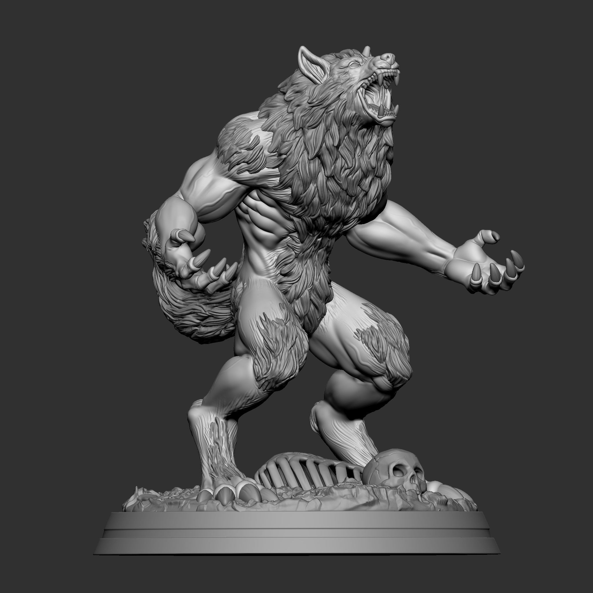WEREWOLF statue 3D print model_5