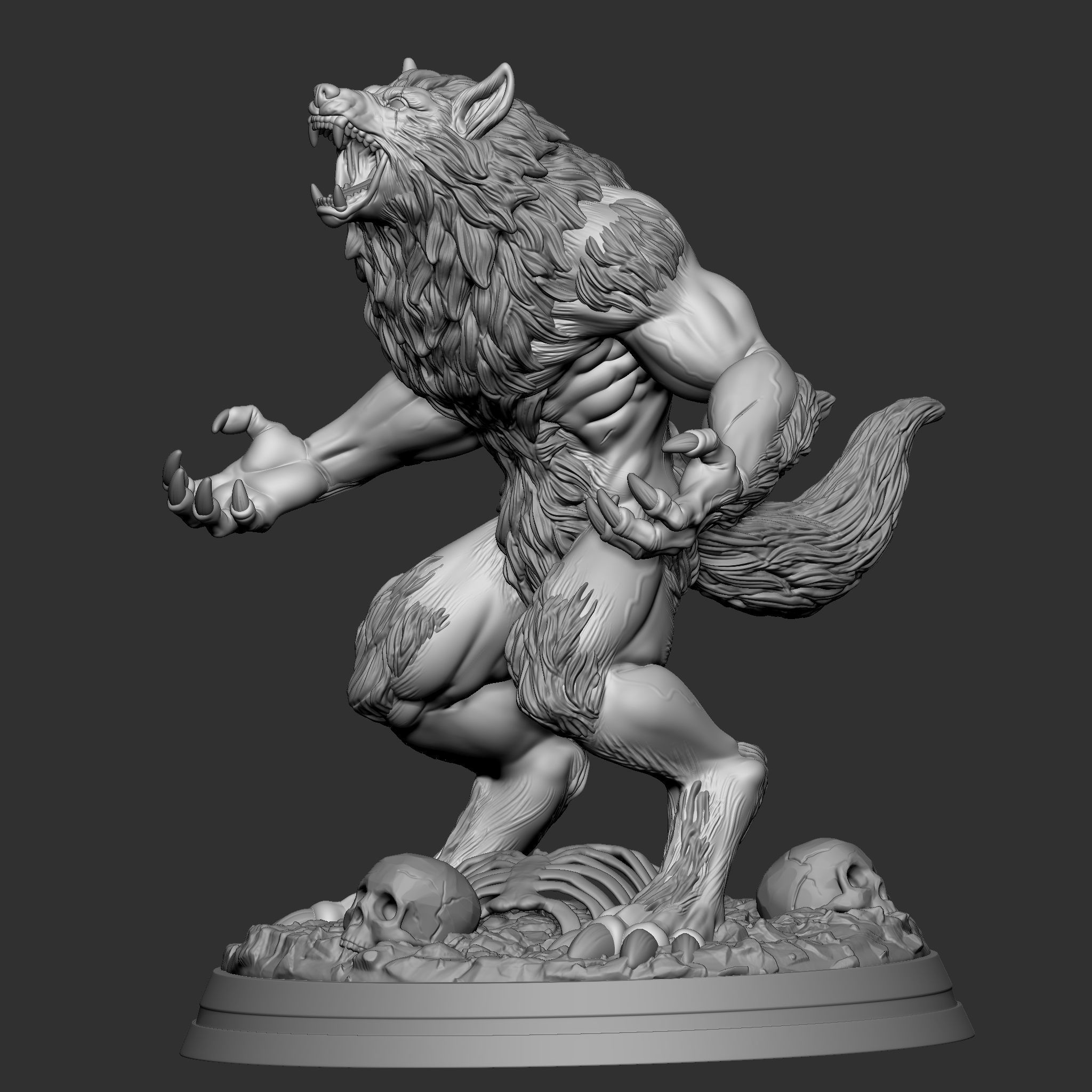 WEREWOLF statue 3D print model_1