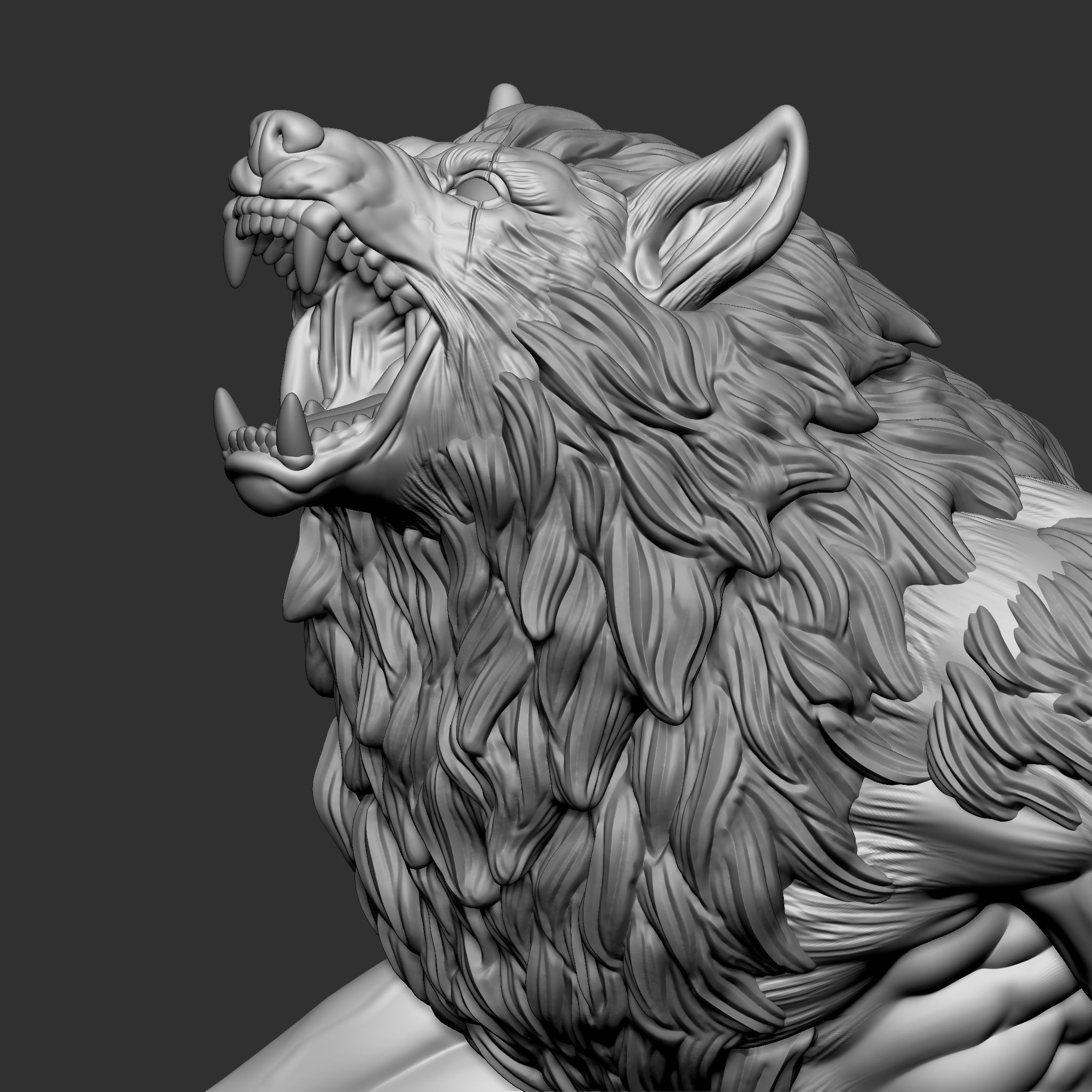 WEREWOLF statue 3D print model_8