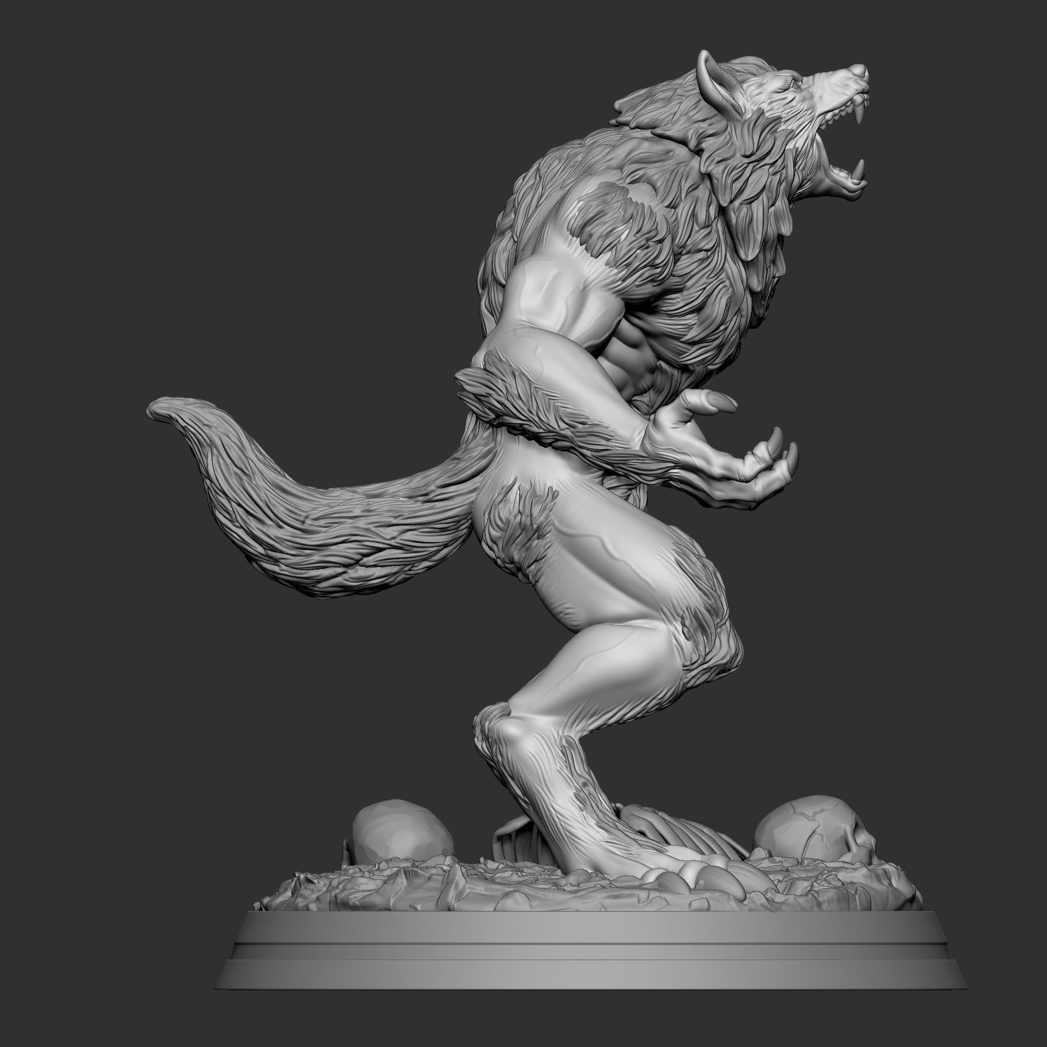 WEREWOLF statue 3D print model_6