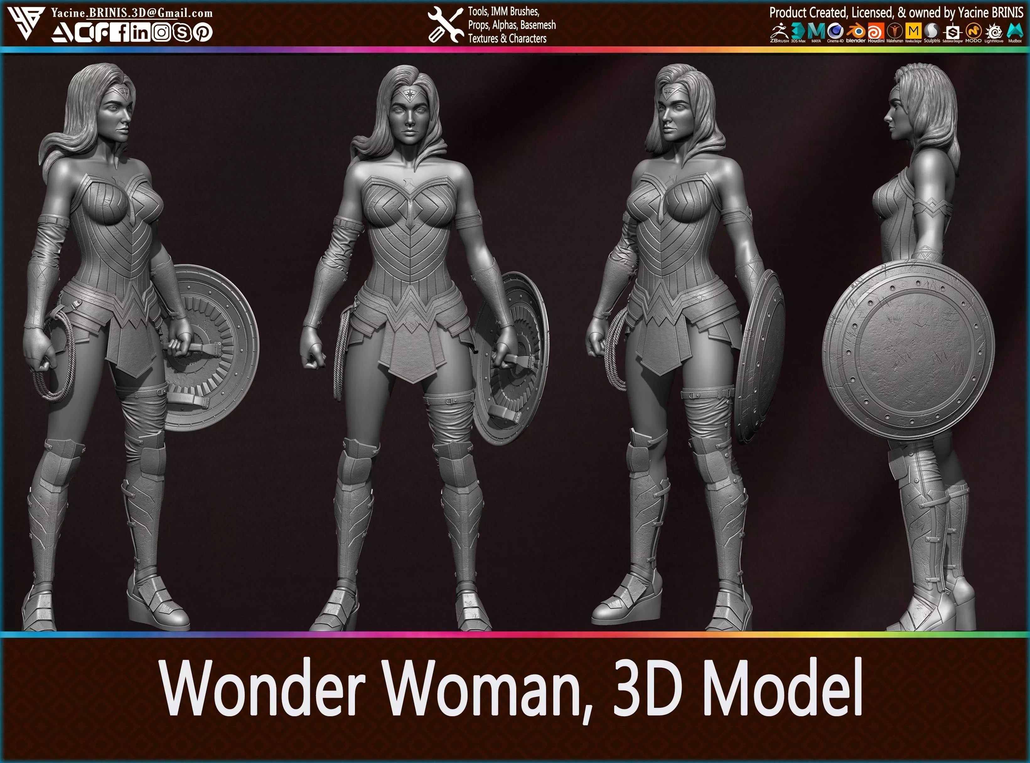 Wonder Woman 3D Model 3D print model_0