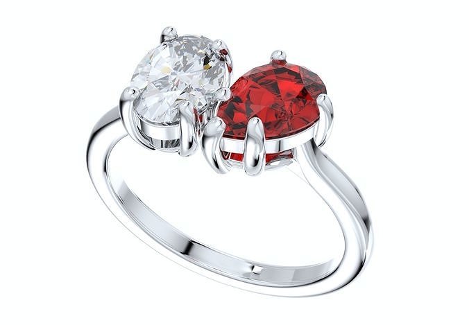 Cocktail Ring Design Oval And Pear Shape Gesmtone-JCNP-04 3D print model