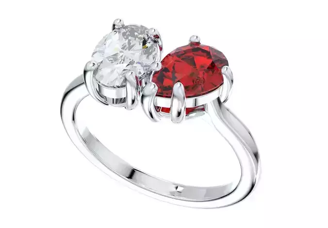 Cocktail Ring Design Oval And Pear Shape Gesmtone-JCNP-04 3D print model