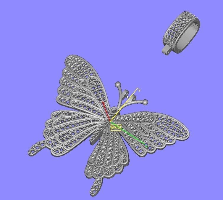 Iced Butterfly Pendant Charm HIP HOP 3D print model_11