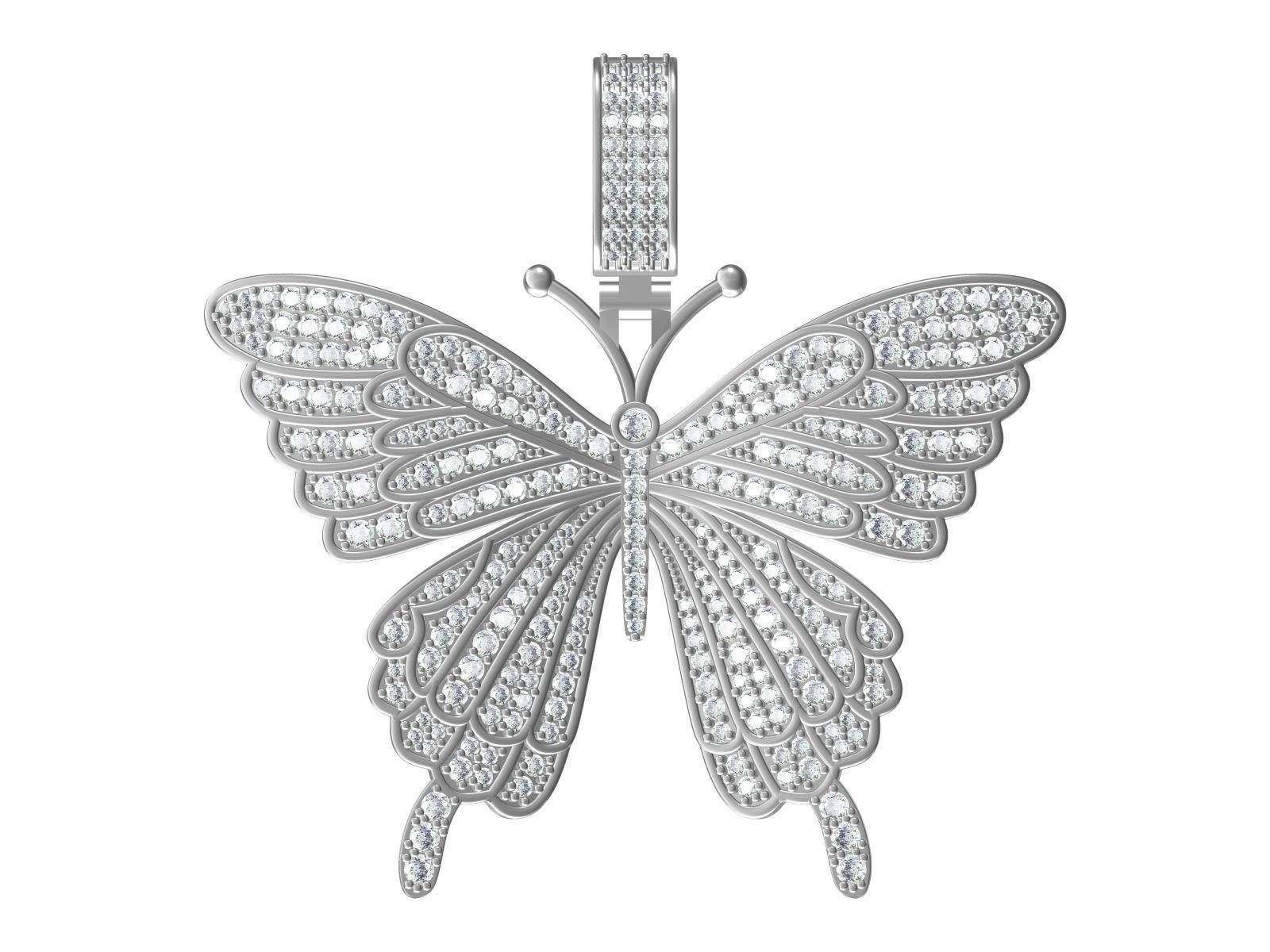 Iced Butterfly Pendant Charm HIP HOP 3D print model_10
