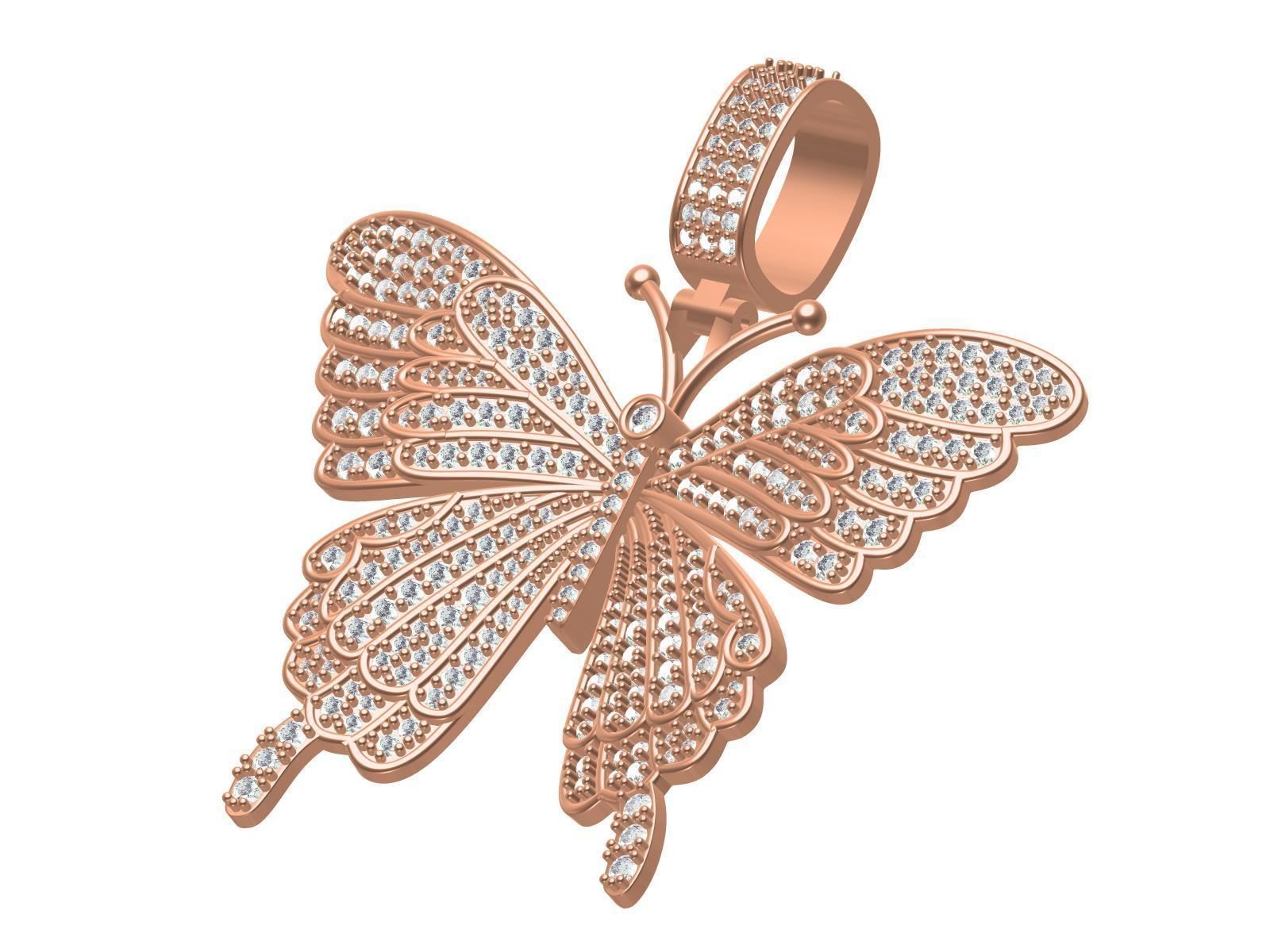Iced Butterfly Pendant Charm HIP HOP 3D print model_2