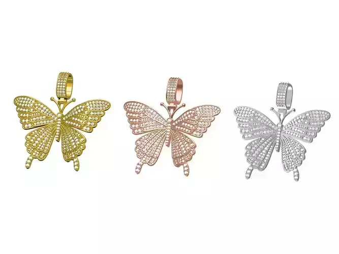 Iced Butterfly Pendant Charm HIP HOP 3D print model