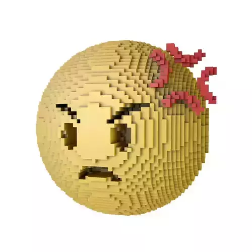Voxel Angry Face With Anger Symbol v1 001 Low-poly 3D model