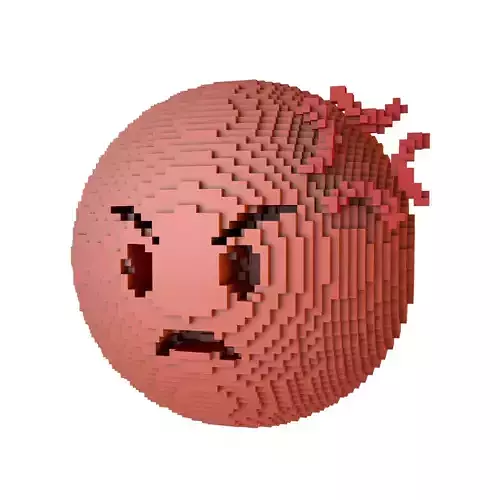 Voxel Angry Face With Anger Symbol v1 002