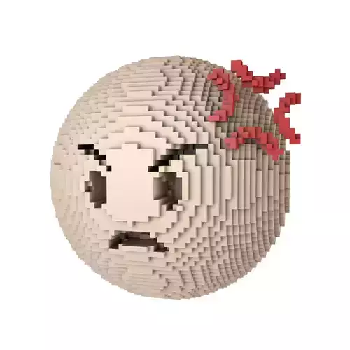 Voxel Angry Face With Anger Symbol v1 003 Low-poly 3D model