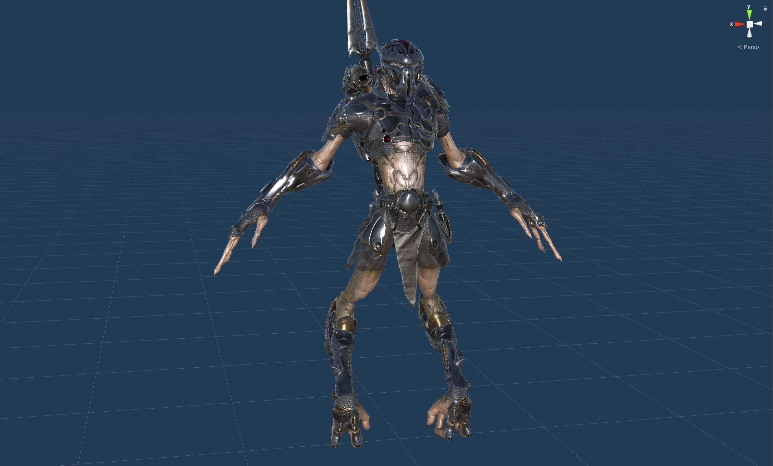 AlienHunter humanoid creature Low-poly 3D model_36