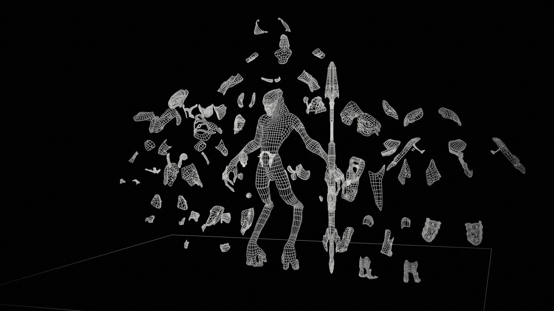 AlienHunter humanoid creature Low-poly 3D model_15