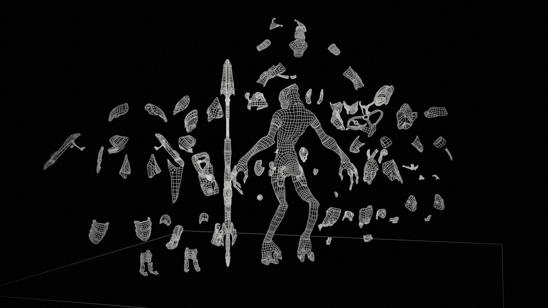 AlienHunter humanoid creature Low-poly 3D model_8