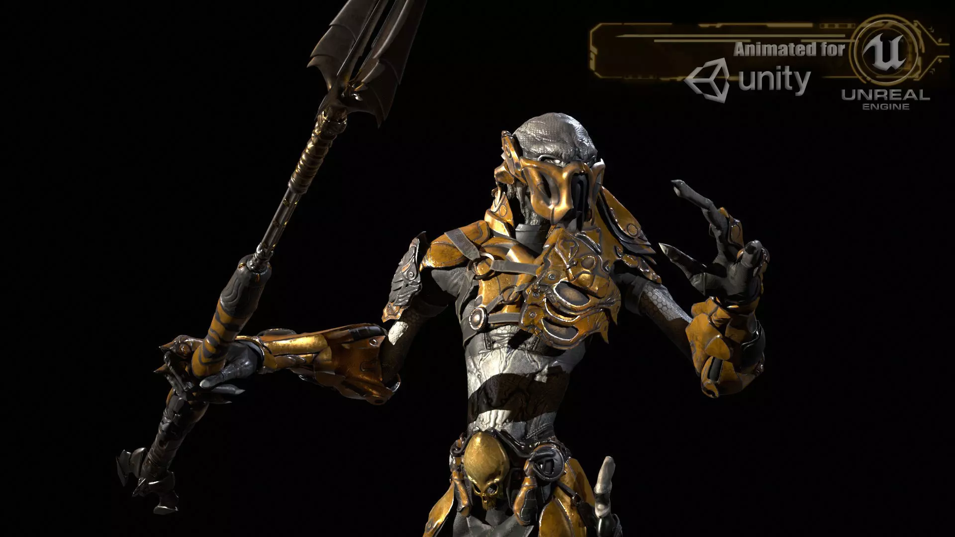 AlienHunter humanoid creature Low-poly 3D model_0