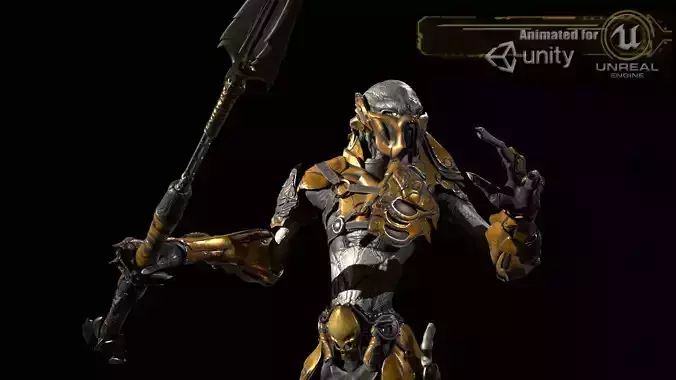 AlienHunter humanoid creature Low-poly 3D model