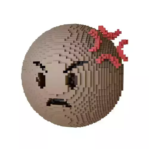 Voxel Angry Face With Anger Symbol v1 004
