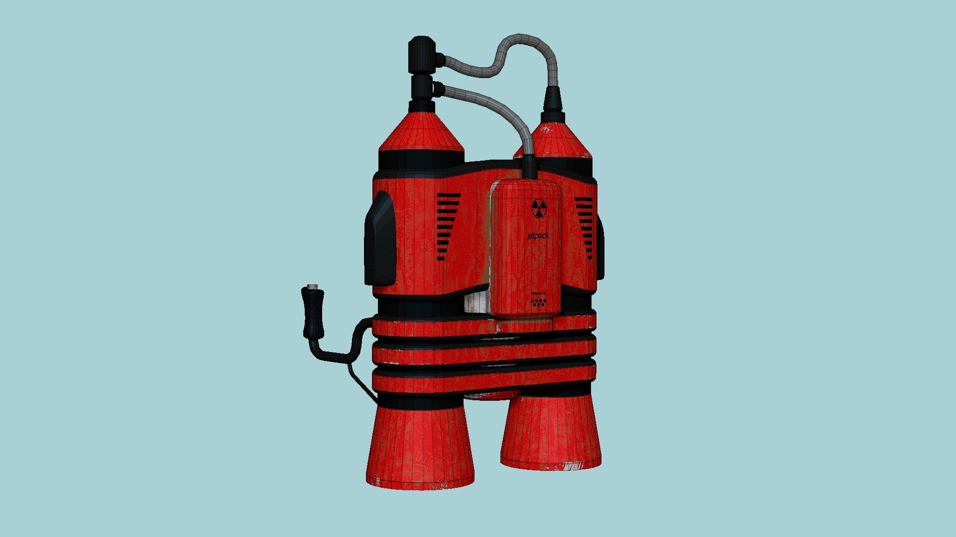 Jetpack E04 Red Black - SciFi Character Design Low-poly 3D model_6