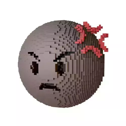Voxel Angry Face With Anger Symbol v1 005 Low-poly 3D model