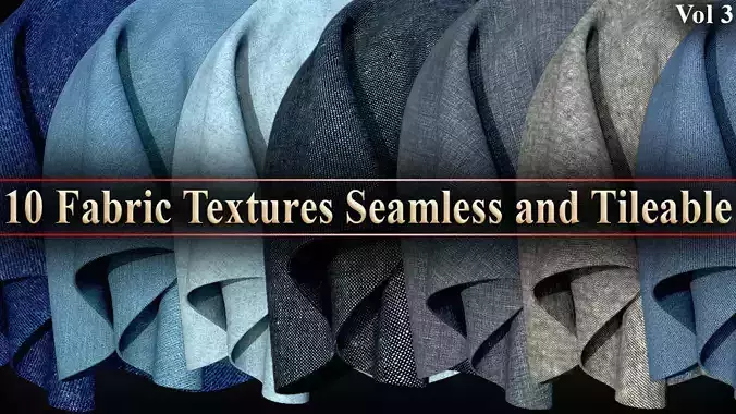 10 Fabric Textures Seamless and Tileable Vol 3 Low-poly 3D model