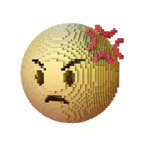 Voxel Angry Face With Anger Symbol v1 006 Low-poly 3D model
