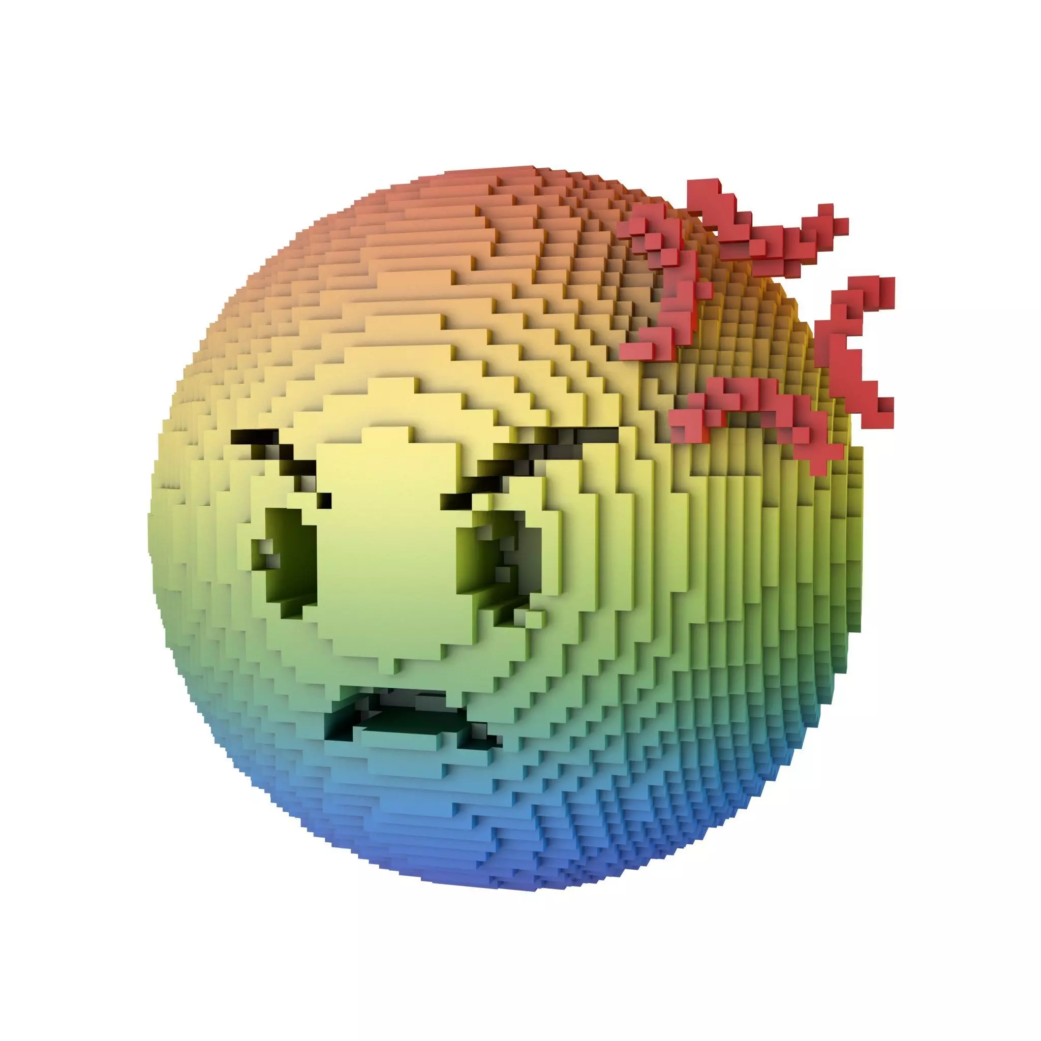 3D model Voxel Angry Face With Anger Symbol v1 007 VR / AR / low-poly ...
