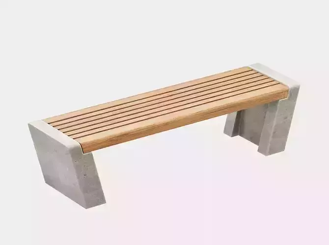 Modern Concrete Wood Bench 3D model