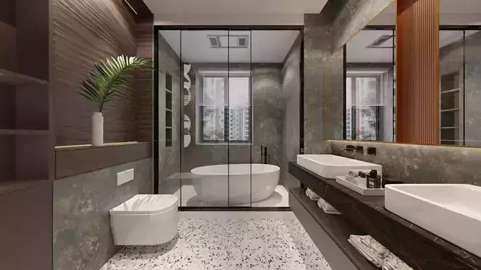 Bathroom with sink and toilet 3D model