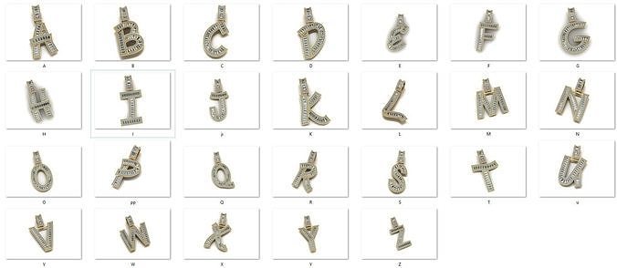 Baguette Diamond Letter  Necklaces 3D Model Collection