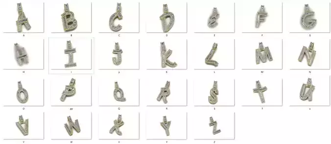 Baguette Diamond Letter  Necklaces